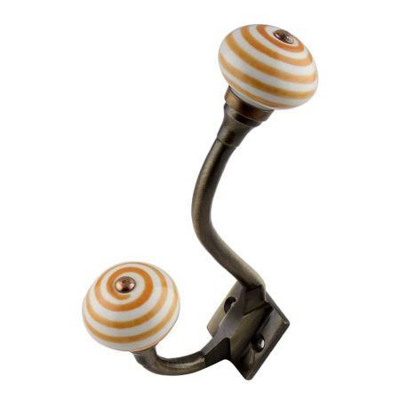 Mustard Striped Ceramic Antique Iron Hook