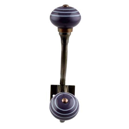 Purple Striped Small Ceramic Antique Iron Hook