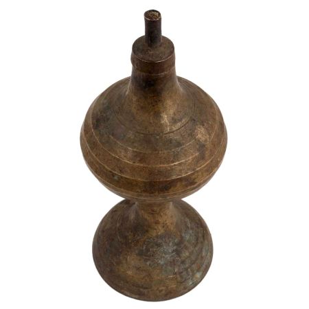 Mid Century Brass Hourglass Shaped Oil Lamp