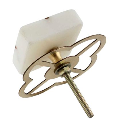 White Square Wooden Cross Stone Dresser Knobs