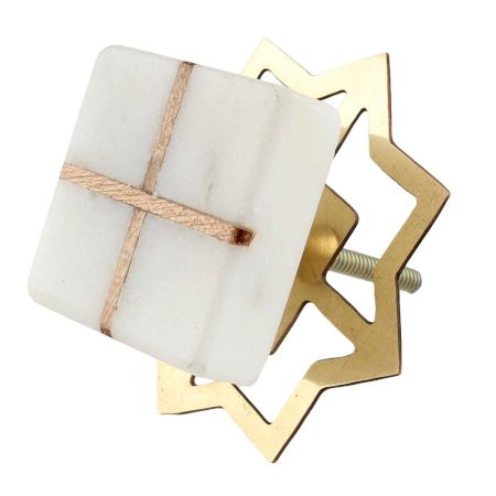 White Square Wooden Cross Stone Dresser Knobs