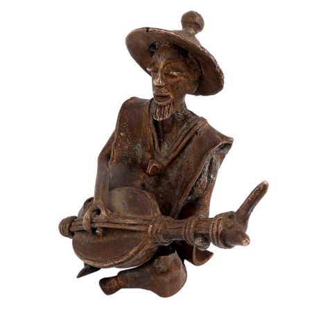 Brass Authentic African Musician Playing Guitar