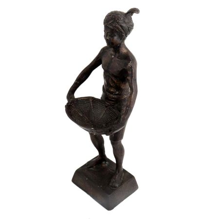 Brass Indian Farmer With Vegetable Basket