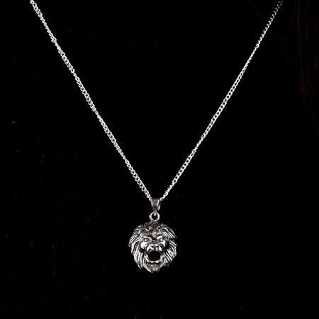 92.5 Sterling Silver Lion Face Pendant For Men and Women