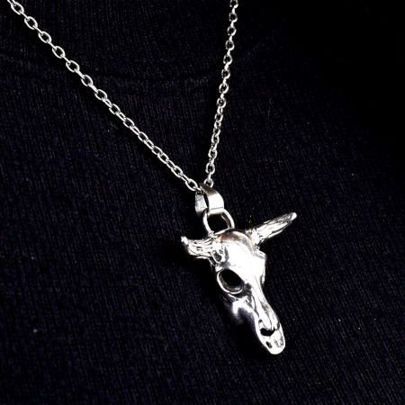 Buffalo Skull Face 92.5 Sterling Silver Pendant