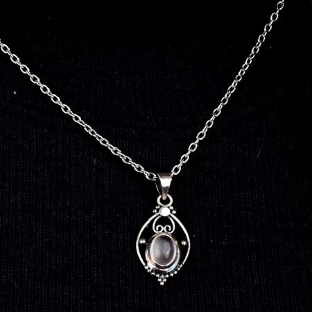 Semi precious Stone Embedded 925 Sterling Silver Pendant Jewelry