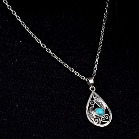 92.5 Sterling silver Pendant with Blue Turquoise Stone