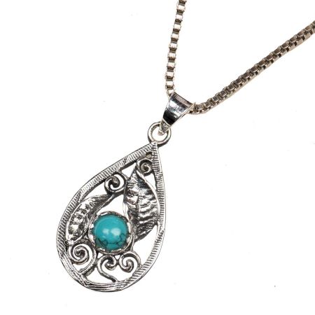 92.5 Sterling silver Pendant with Blue Turquoise Stone