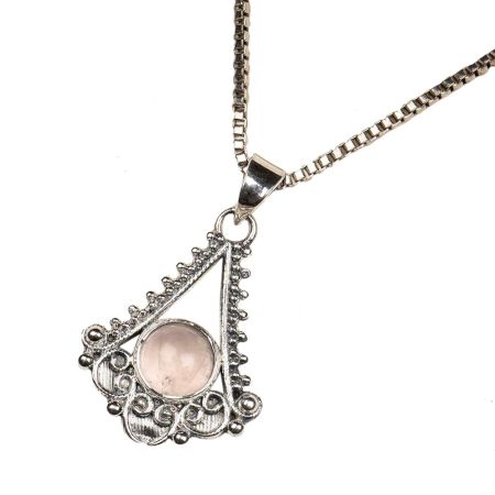 Triangular Semi Precious Spiral Design 92.5 Sterling Silver Pendant Necklace