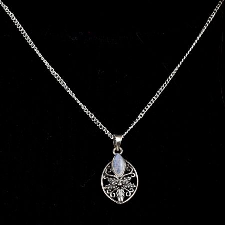 Starry Flower 92.5 Sterling Silver Pendant Jewelry With White Stone