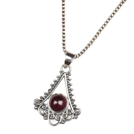 Triangular Spiral Design 92.5 Sterling Silver Pendant Necklace