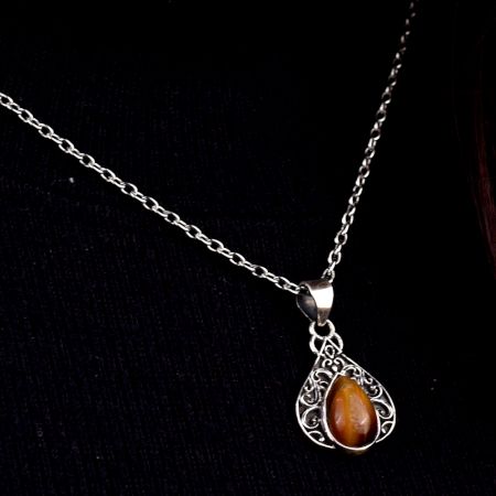 Tiger Eye Border 95.5 Sterling Silver Pendant