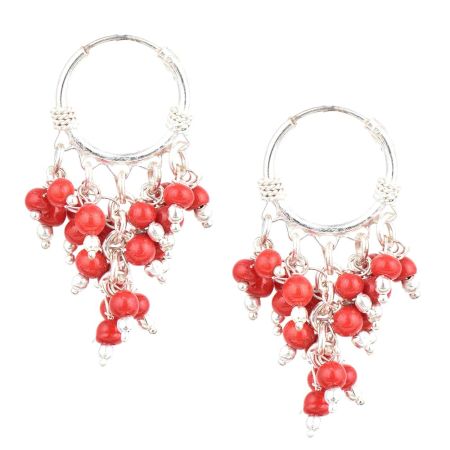 92.5 Sterling Silver  Earrings Colorful Stone Dangle Jhumka Earrings