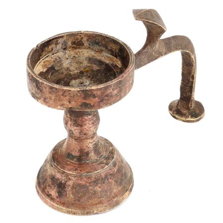 India Brass Oil Lamp With Cobra Head With Long Handle