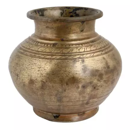 Brass Worship Pot Carved Design On Neck