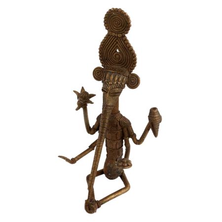 Brass Tribal Lord Ganesha Statue Elongated Trunk