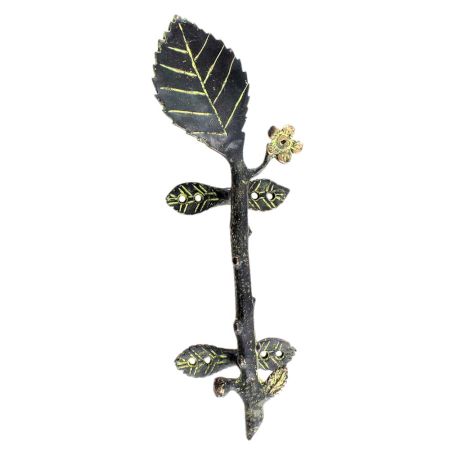 Brass Single Big And Small Leaves Door Handle Antique Finish