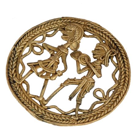 Brass Dhokra Art Wall Hanging  Man And Women Holding Hand
