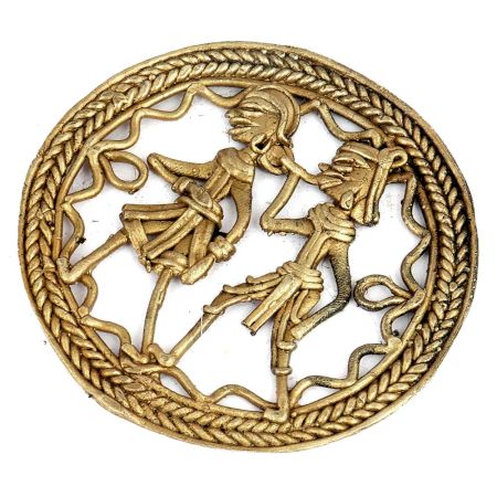 Brass Dhokra Wall Art Of Tribal Dancing Couple