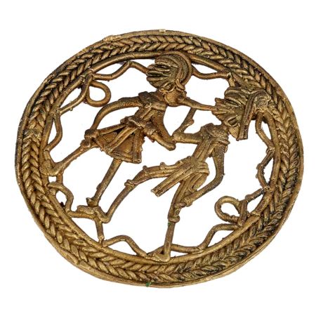 Round Rope Border Dhokra Art Tribal Couple