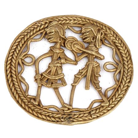 Brass Dhokra Wall Art Tribal Dancer Couple