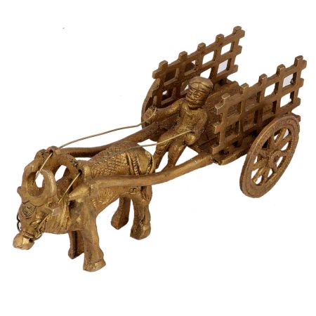 Brass Open Bullock Cart Home Decoration Showpiece