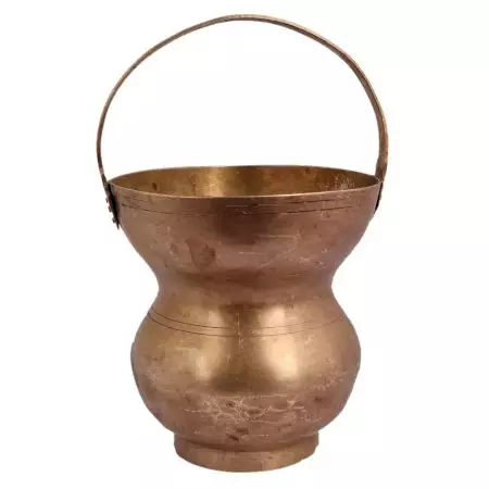 Traditional Brass Kamandle With Handle For Worship