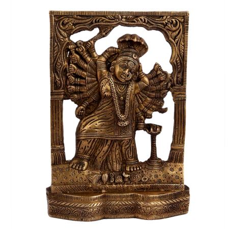 Brass Goddess Laxmi Statue 18 Hands Cobra Head Decorative Prabhavali