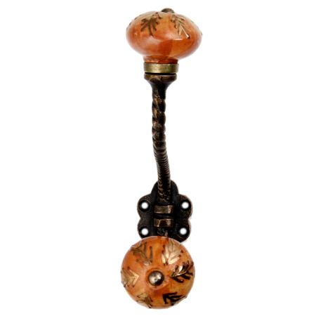 Brown Golden Leaf Ceramic Antique Rope Iron Hook