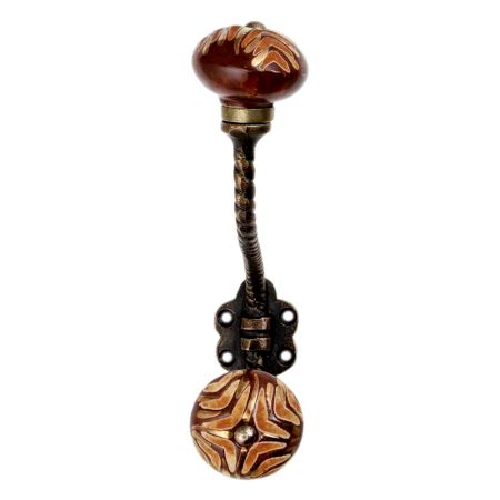 Cherry Wave Etched Ceramic Antique Rope Iron Hook