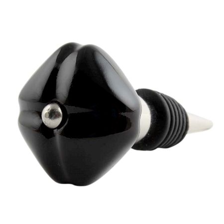 Solid Black Mediium Square Ceramic Wine Bottle Stopper