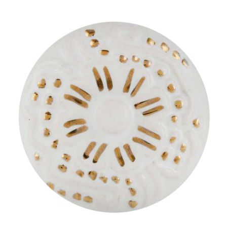 White Golden Floral Ceramic Cabinet Knob
