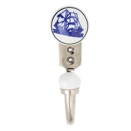 Blue Yatch Ceramic Floral Hook