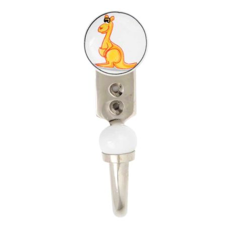 Orange Kangaroo Ceramic Flat Hook