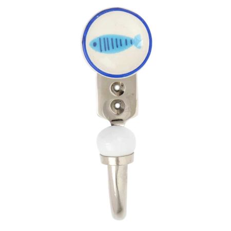 Turquoise Fish Flat Ceramic Hook