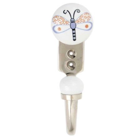 White Base Bee Ceramic Flat Hook