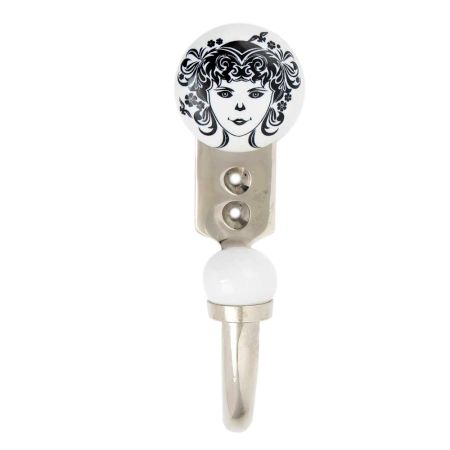 White Base Black Baby Flat Ceramic Hook