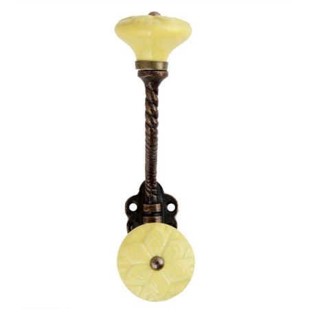 Yellow Wheel Flower Ceramic Antique Rope Iron Hook
