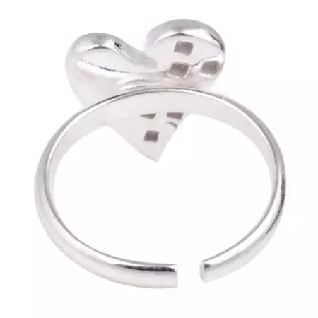 Lovely Pink Heart Adjustable Silver Toe Ring For Children
