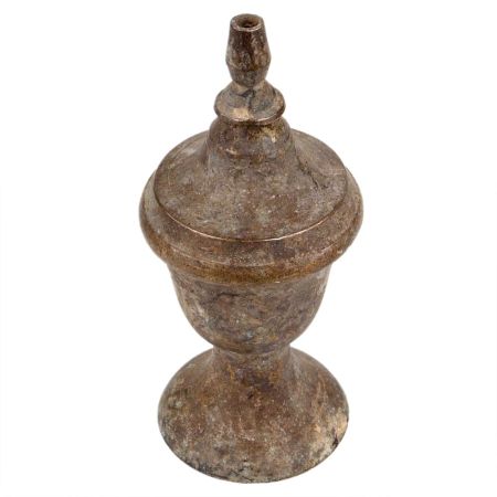 Handmade Brown Tan Brass Oil Lamp With A single Wick