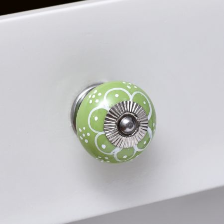 Lime Green Floral Knob