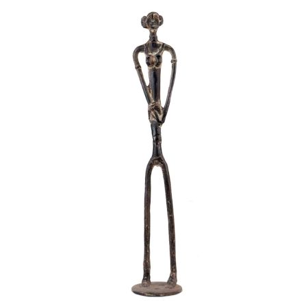 Handmade Black Brass Petite Women Tribal Statue