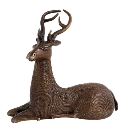 Brass Indian Deer Idol