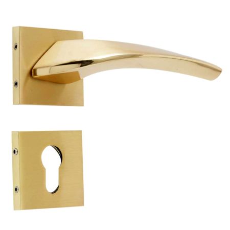 Handmade Golden Finish Brass Mortise Lock Handle set
