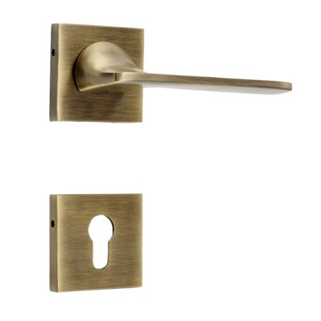 Handmade Brown Brass Square Mortise Door Lock Handle Set