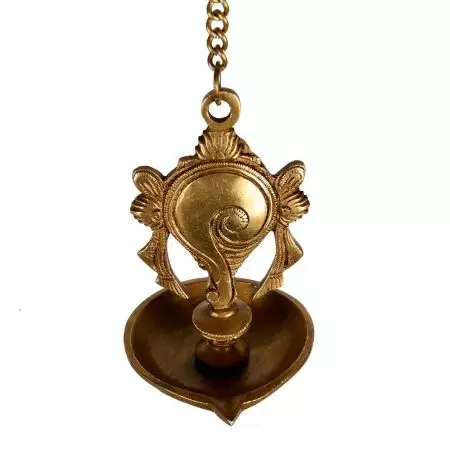 Handmade Golden Brass Hanging Diya Home Temple Pooja Room With Chain