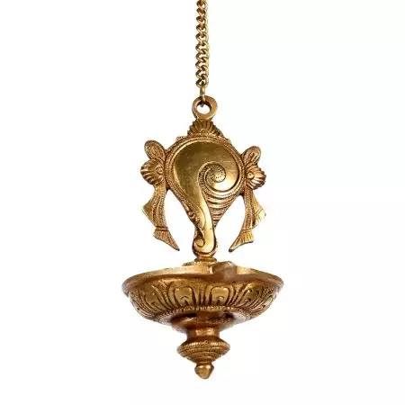 Handmade Golden Brass Hanging Diya Home Temple Pooja Room With Chain