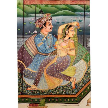 Mughal Canvas Painting Showing Harems Of the Mughal Emperor