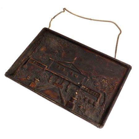 Handmade Brown Brass Landscape Embossed Wall Hanging