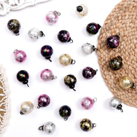 Set Of 25 Multi-Colour Tiny Cut Round Christmas Hanging